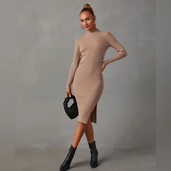 Vici Essential Mock Neck Knit Midi Dress - Picture 2 of 9